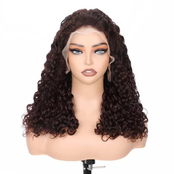 New Super Double Drawn Pixie Curly #4 Honey Brown 13x4 Lace Frontal Human Hair Wig